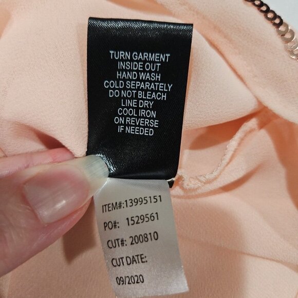 Torrid Womens Size 2 2x Peach Top Peplum Chiffon Sleeveless Sequins Beads - Picture 5 of 8